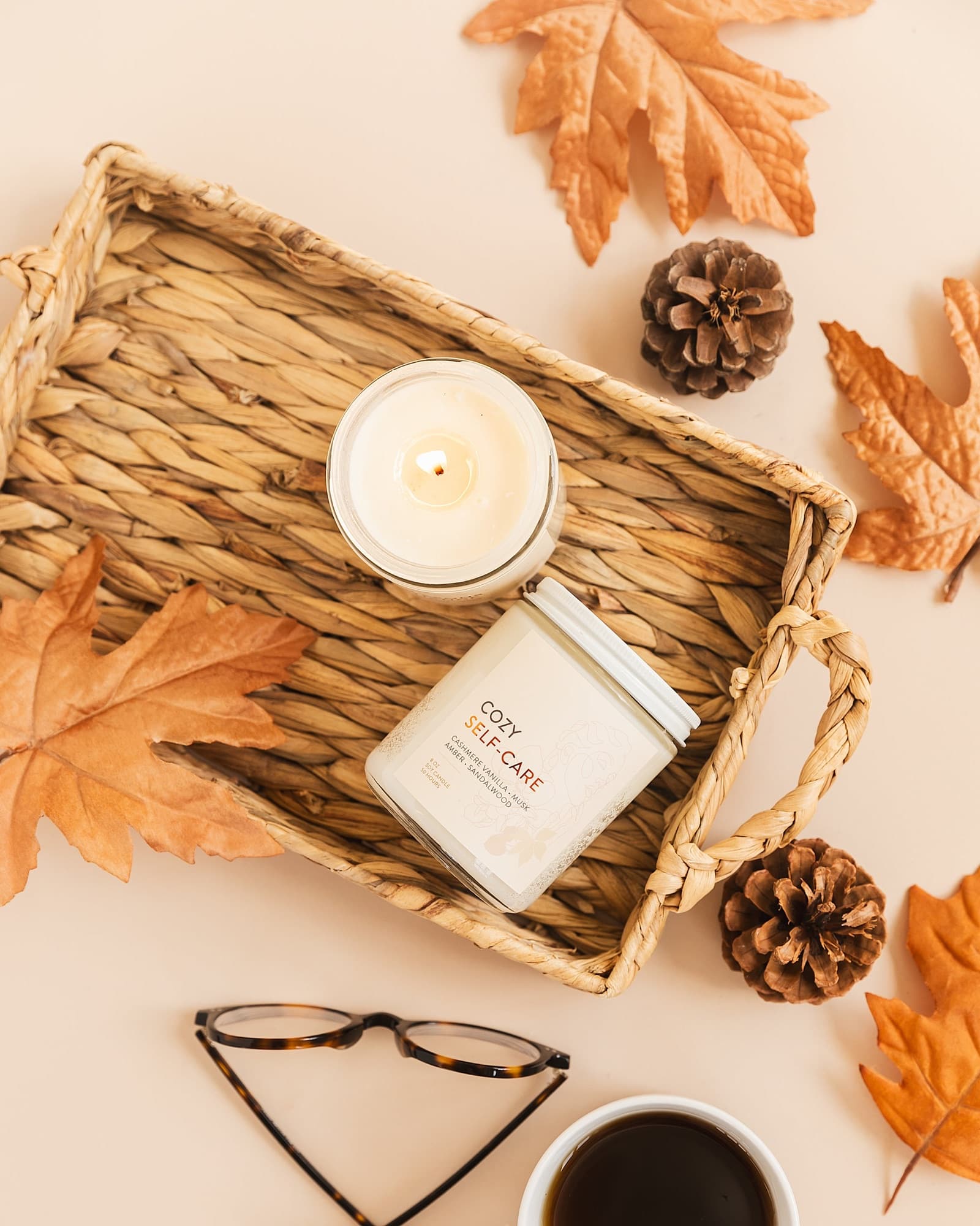A cozy self-care ritual with an Ignite Your Peace candle